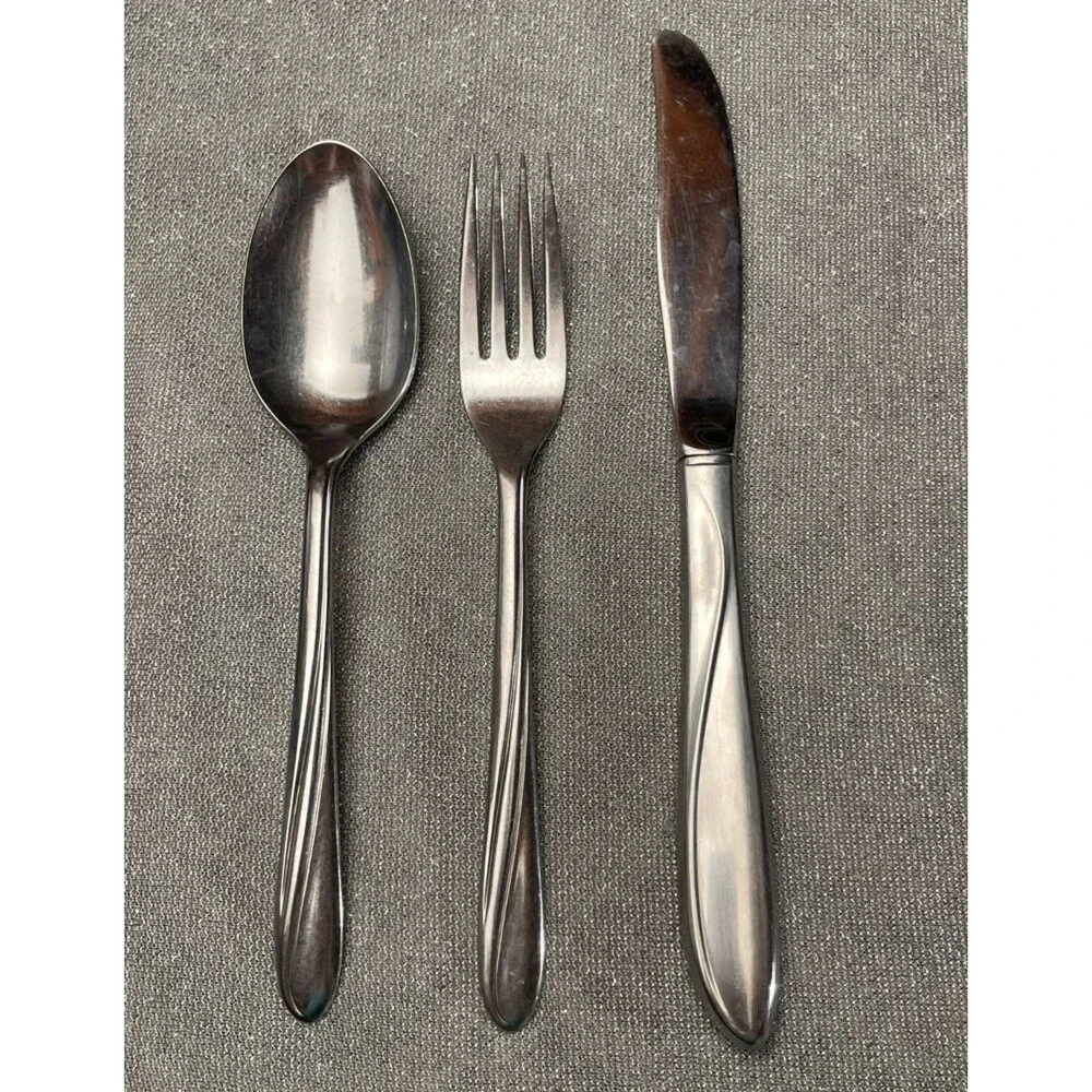 Vintage Imperial Seaswept Stainless Lot Fork Knife Spoon Retro Mid Century